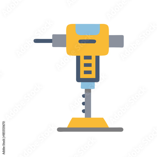Graphic icon of jackhammer tool construction on black background