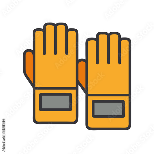 Illustration of pair of orange industrial working gloves