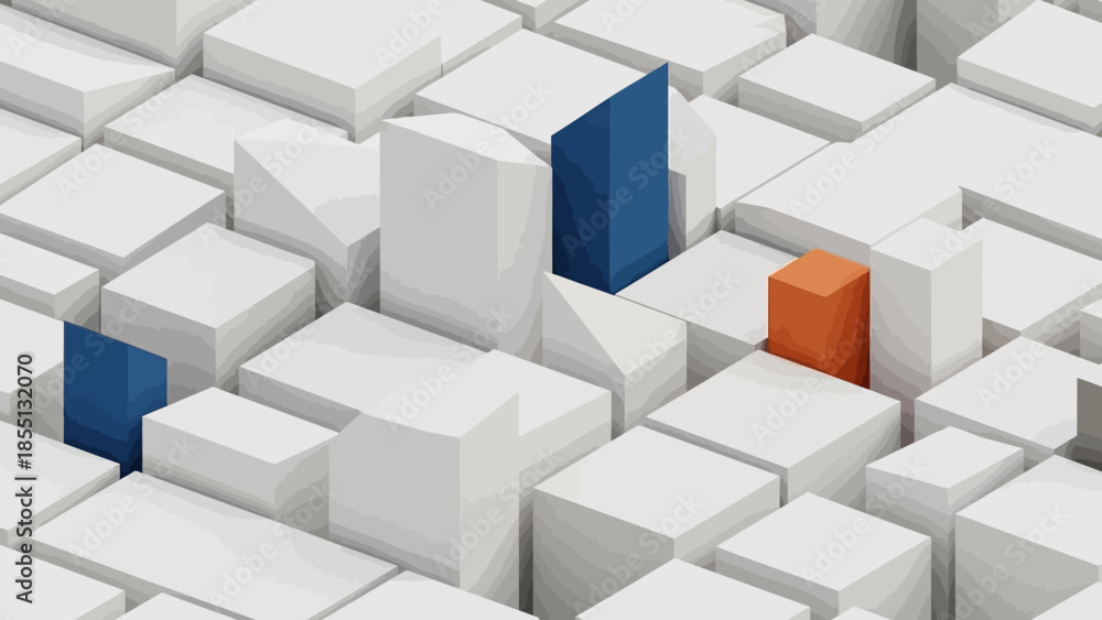 Obraz premium Colored Cubes Standing Out in White Blocks.