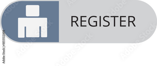 Modern register action vector featuring human icon and clean gray capsule button interface
