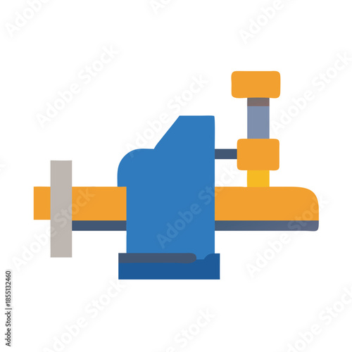 Blue and Yellow Vise Tool Flat Design On Black Backdrop