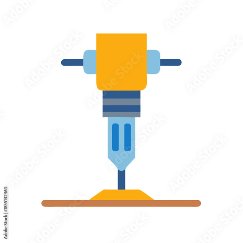 Flat illustration of jackhammer tool on black background