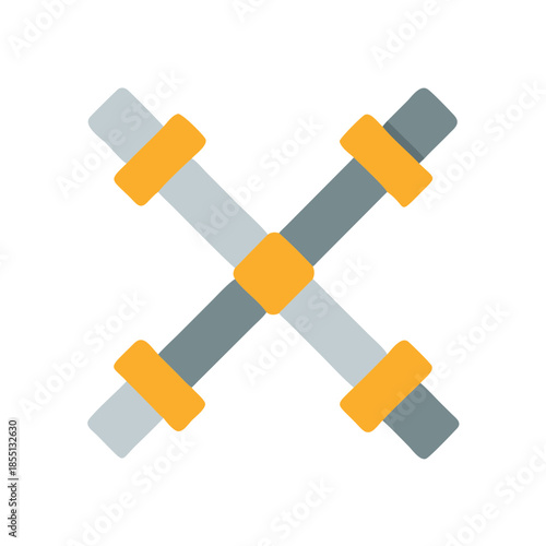 Abstract X shape made of grey bars and squares