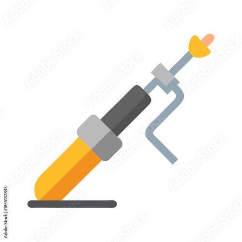 Flat Design Illustration of a Grease Gun on Black Background