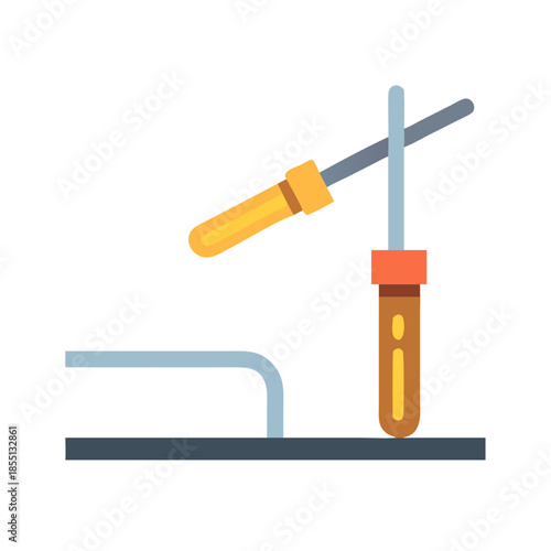Flat illustration of soldering tools and stand on black