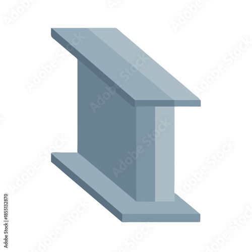 Isometric Illustration of a Steel I-Beam Profile on Black