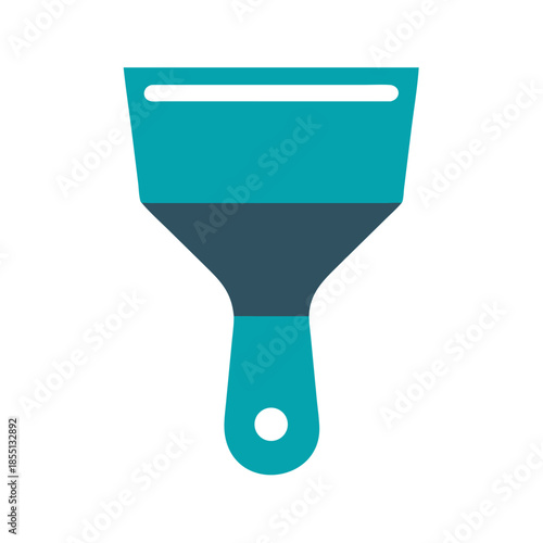 Teal putty knife tool isolated on black background