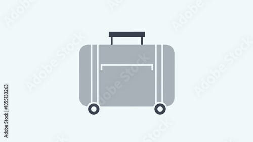 Gray Suitcase with Wheels and Handle.