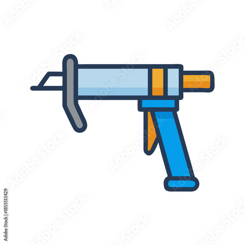 Blue and Orange Caulk Gun on a Black Background