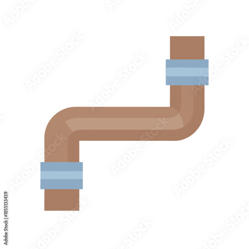 Copper pipe with blue clamps against black background
