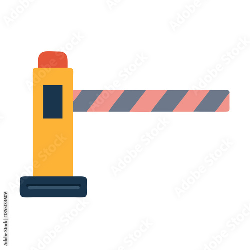 Flat style parking barrier gate on black background design