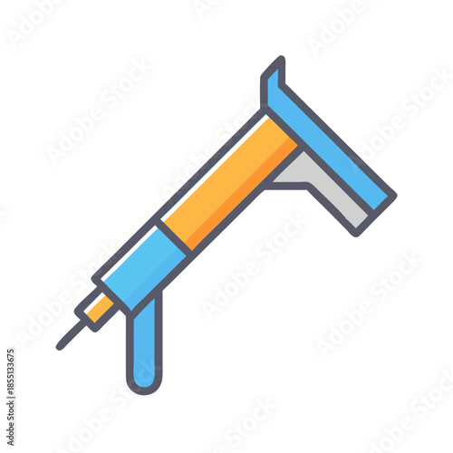 Stylized sealant gun icon against black background illustration
