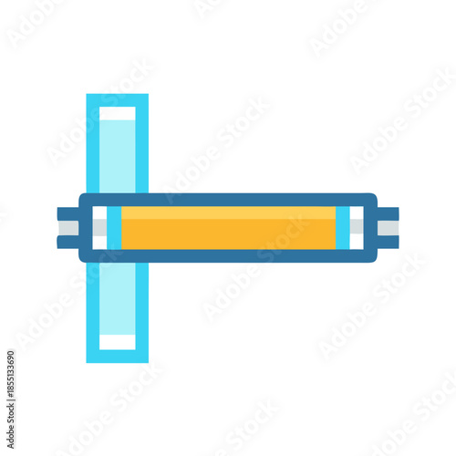 Abstract representation of pipeline junction with orthogonal axis orientation
