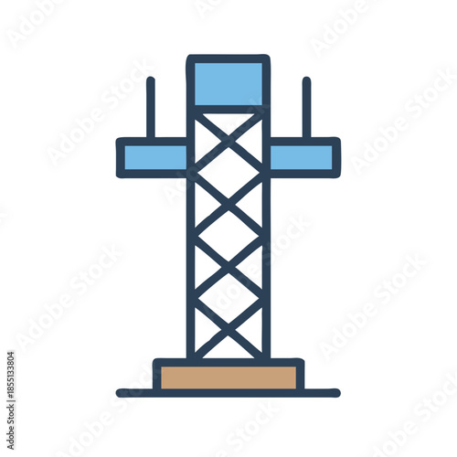 Minimalist icon of communication tower against a black background