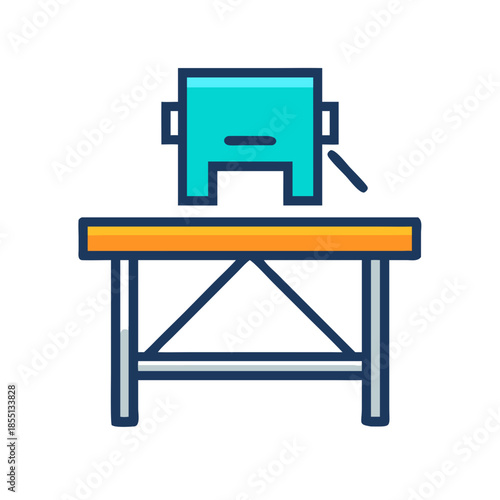 Colorful minimal icon of massage table on black background