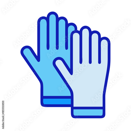 Icon of two blue gloves on a black background