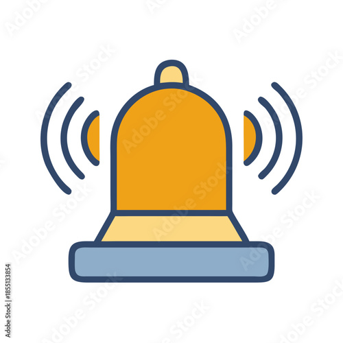 Vibrant ringing bell vector icon illustration on black background