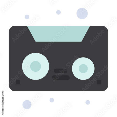 Retro Audio Cassette Tape: A minimalist illustration of a classic cassette tape, symbolizing nostalgia, music, and the bygone era of analog audio technology.