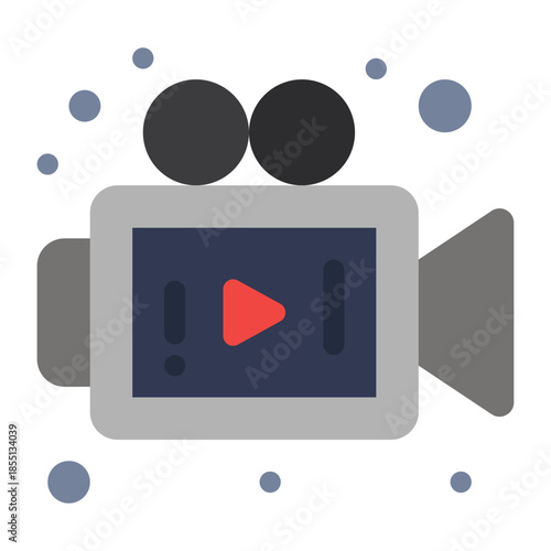 Modern video camera icon: A simplified representation of a contemporary video camera, highlighting the play button, ready to capture moments and memories.
