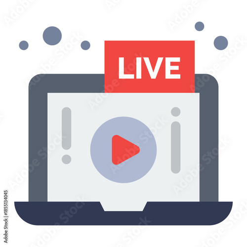 Online Broadcast: A vibrant illustration depicts a laptop broadcasting live content, symbolizing modern communication and real-time engagement. 