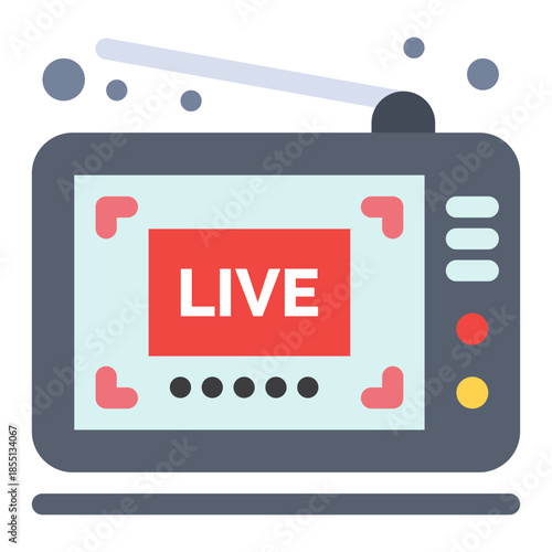 Television Broadcasting Live: a detailed illustration, a classic television, showcasing a LIVE broadcast, essential to live events.
