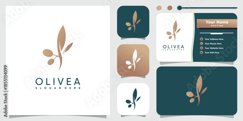 Olive logo design with modern creative element Premium Vector