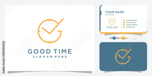Time logo design with letter G concept Premium Vector
