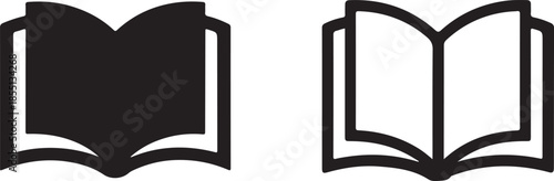 Two simple black and white book icons representing reading and knowledge