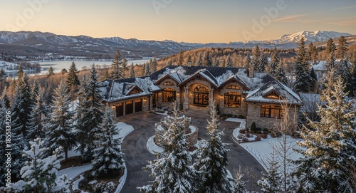 Dreamy snowy mega mansion in Utah . USA 