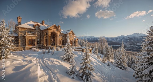 Dreamy snowy mega mansion in Utah . USA 