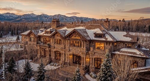 Dreamy snowy mega mansion in Utah . USA 