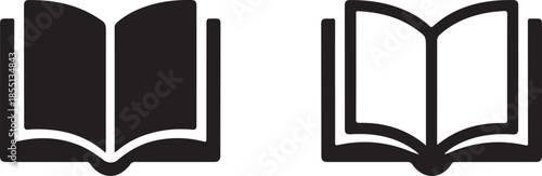 Two simple black and white open book icons representing knowledge and learning