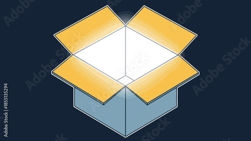 Open Cardboard Box with Flaps Up.