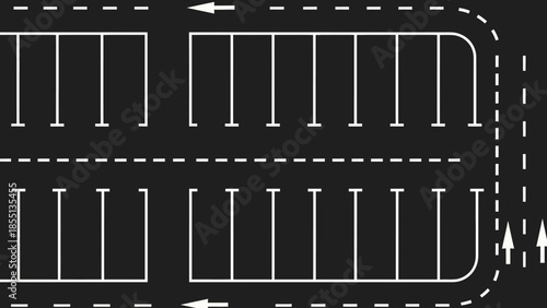 Parking Lot Layout with White Lines.