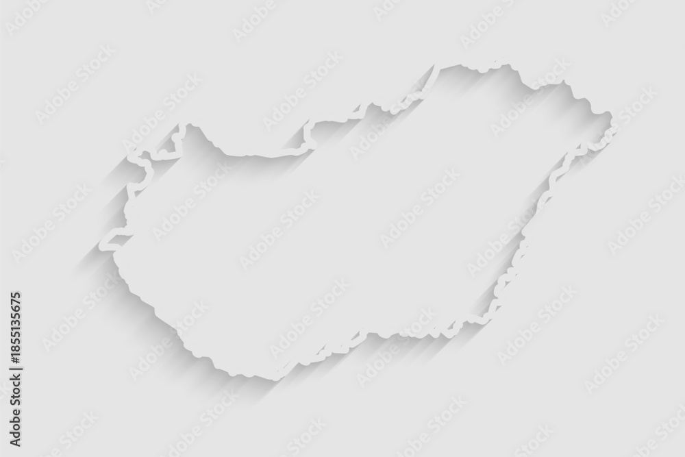 Fototapeta premium Vector map of Hungary, abstract inner shadow
