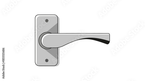 Silver Lever Door Handle on Plate.