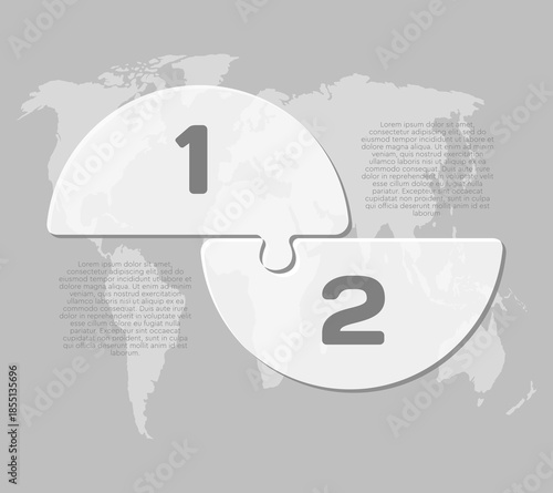 Two steps line infographic, puzzle diagram