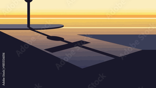 Street Light Casting Shadow on Road.