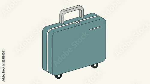 Teal Suitcase with Wheels and Handle.