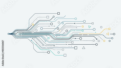 Stylized Circuit Board Pattern with Pen.
