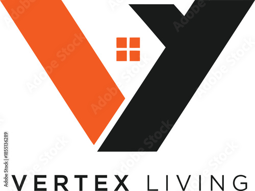 Vertex Living logo a dynamic and minimalist real estate brand design vector illustration 