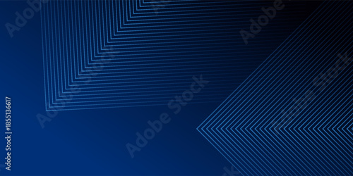 Blue abstract background with glowing arrow lines. Modern shiny blue geometric lines design. Technology futuristic concept. Horizontal banner template. Suit for cover, header, poster, banner, web