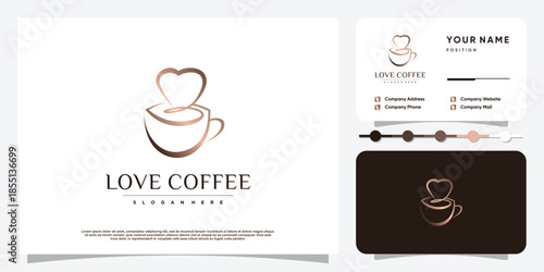 Coffee logo with creative love element Premium Vector