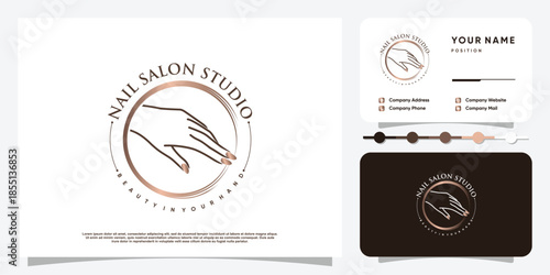 Nail logo concept with creative element style Premium Vector