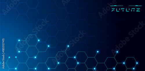 Abstract blue technology background and design element with hexagons 