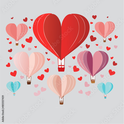 Romantic Valentine background with floating heart elements in flat vector style. Ideal for banners, posters, social media, greeting cards, and seasonal love-themed designs.