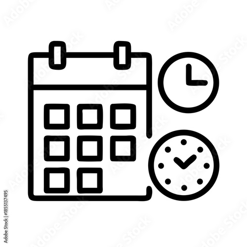 Calendar and clocks icons representing time and scheduling