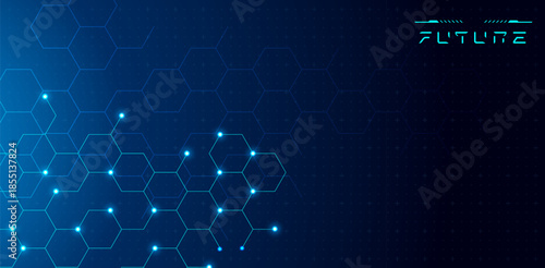 Abstract blue technology background and design element with hexagons 