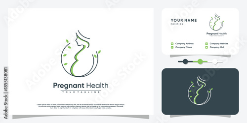 Pregnant logo concept with creative element style Premium Vector