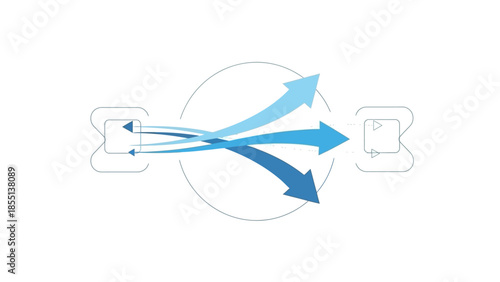 Blue Arrows Crossing Over Circle Diagram.